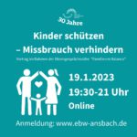Informationstafel mit Datum und Zeit der Veranstaltung Kinder-schützen Missbrauch verhindern