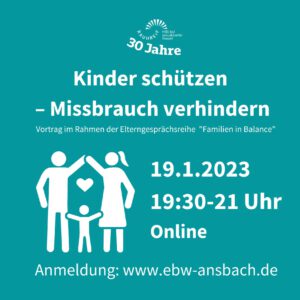 Informationstafel mit Datum und Zeit der Veranstaltung Kinder-schützen Missbrauch verhindern