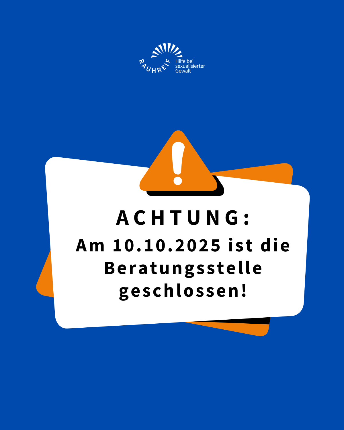 Information über geschlossene Beratungsstelle am 10.10.2025